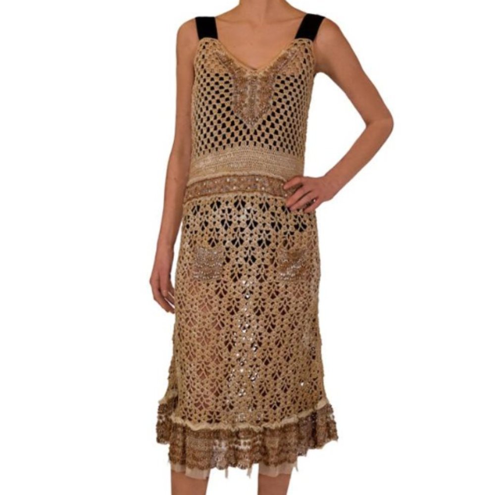 Prada Crochet and Embroidered Dress - Size 42 (US 10/12) - Gently Used